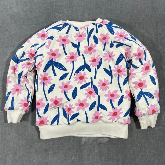 Hanna Andersson Kids 110 Size 5 Cream Floral Print Sherpa lined Crew Sweatshirt - Picture 9 of 9